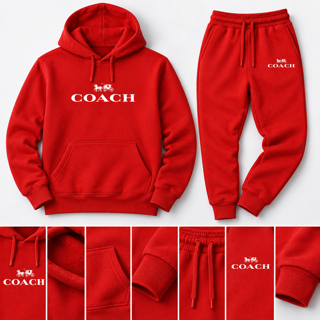 Men's Coach Hoodie Joggers Set | Color: Red | Image 5