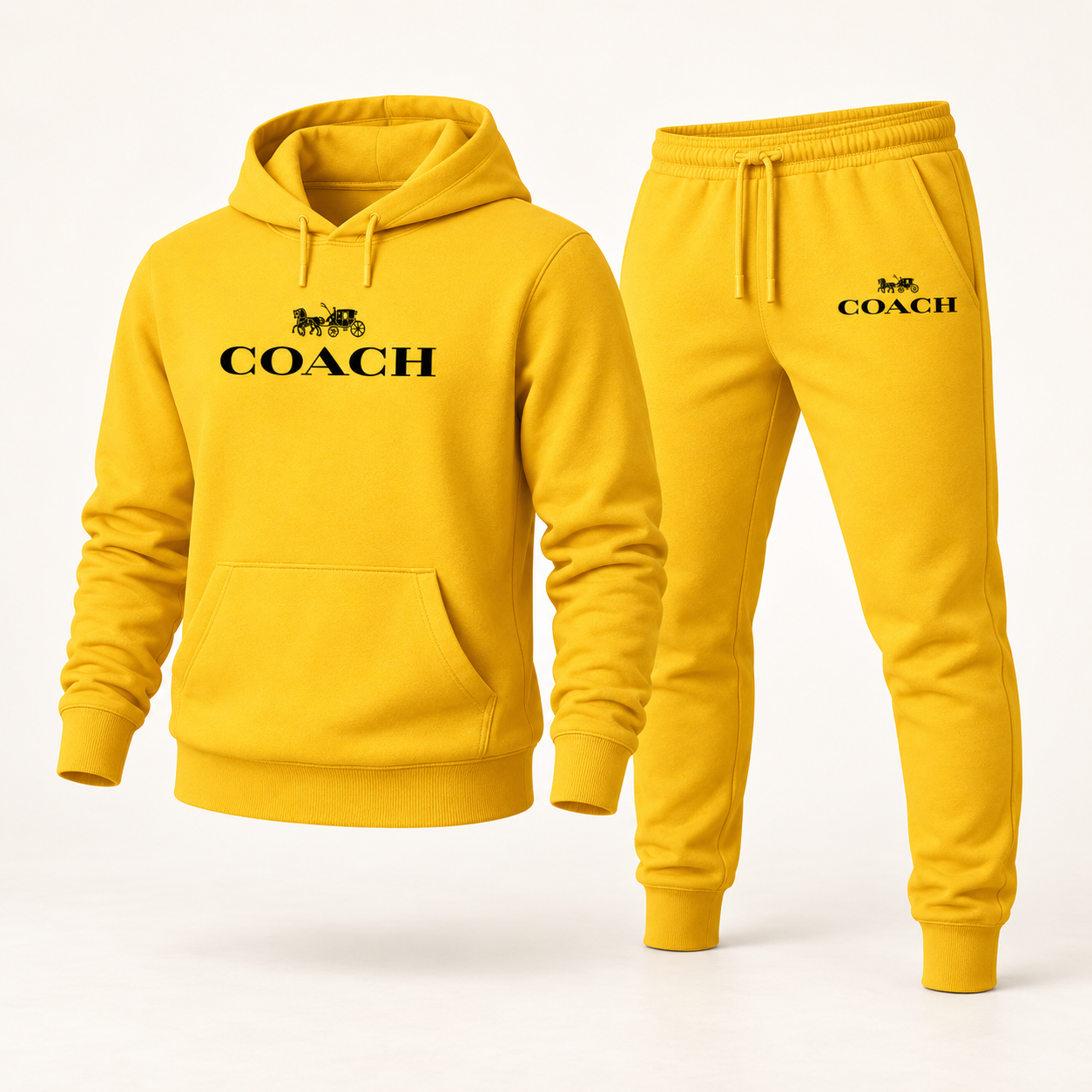 Men's Coach Hoodie Joggers Set | Color: Yellow | Image 1