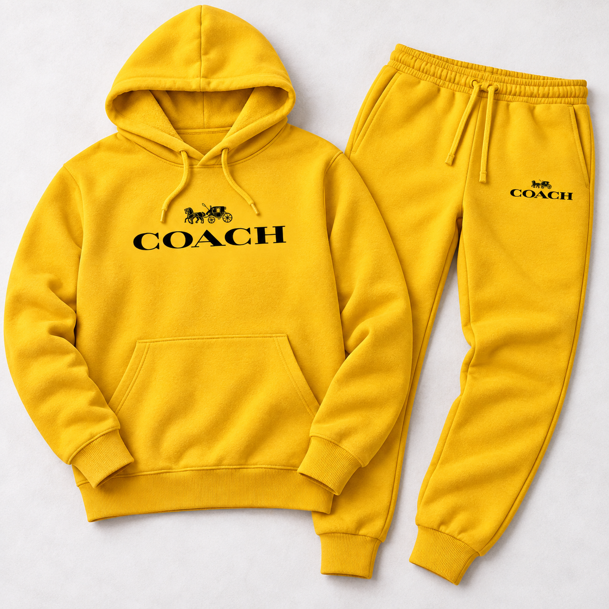 Men's Coach Hoodie Joggers Set | Color: Yellow | Image 5