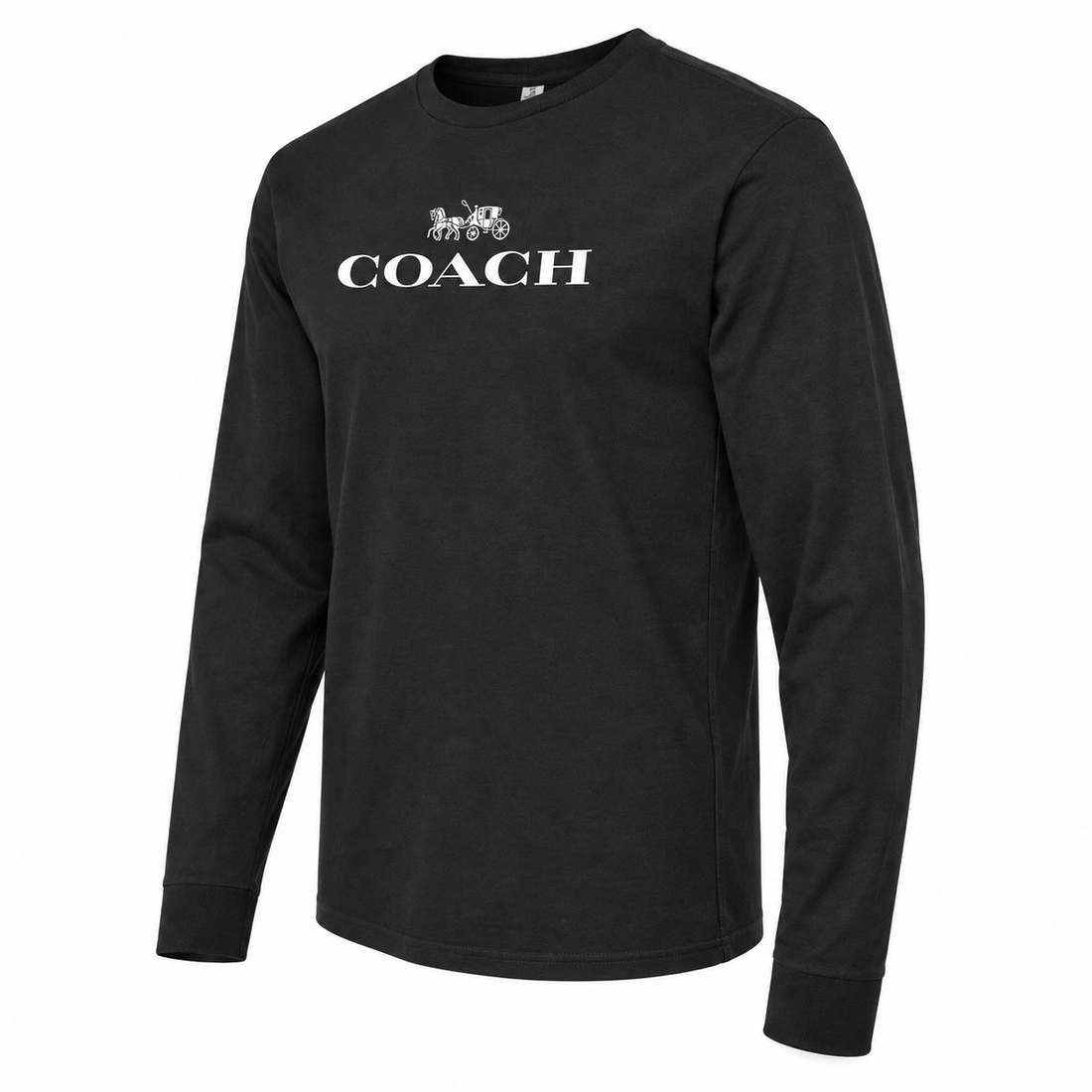 Men's Coach Cotton Long Sleeve T-Shirt - black 4 angle
