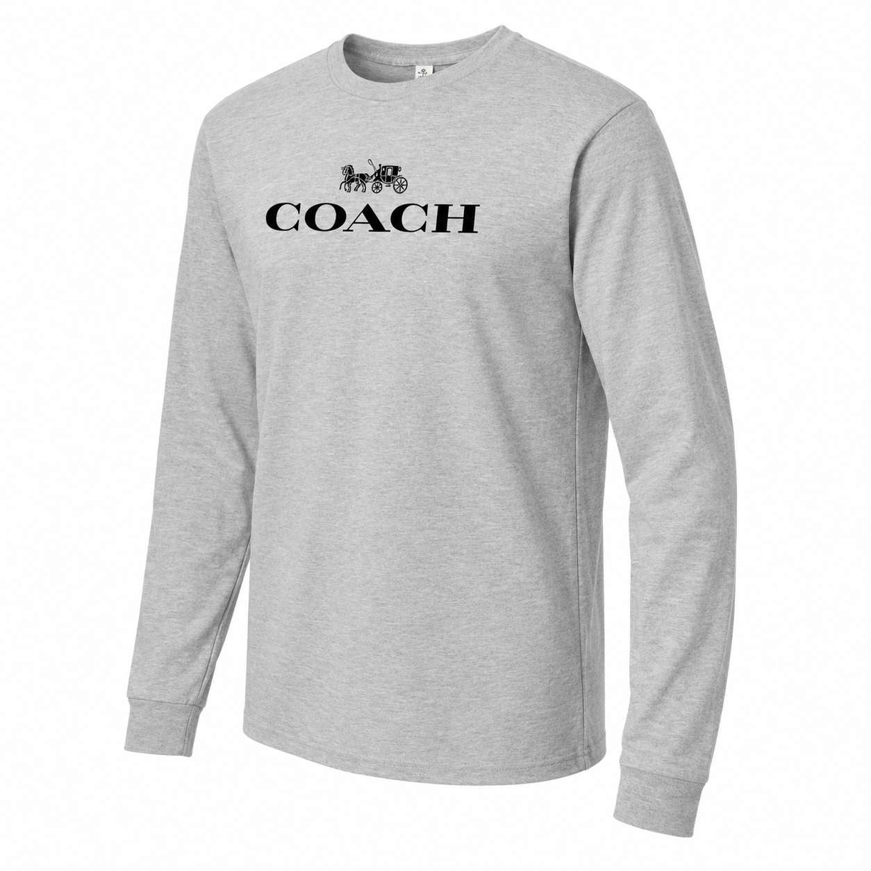 Men's Coach Cotton Long Sleeve T-Shirt - grey 1 main