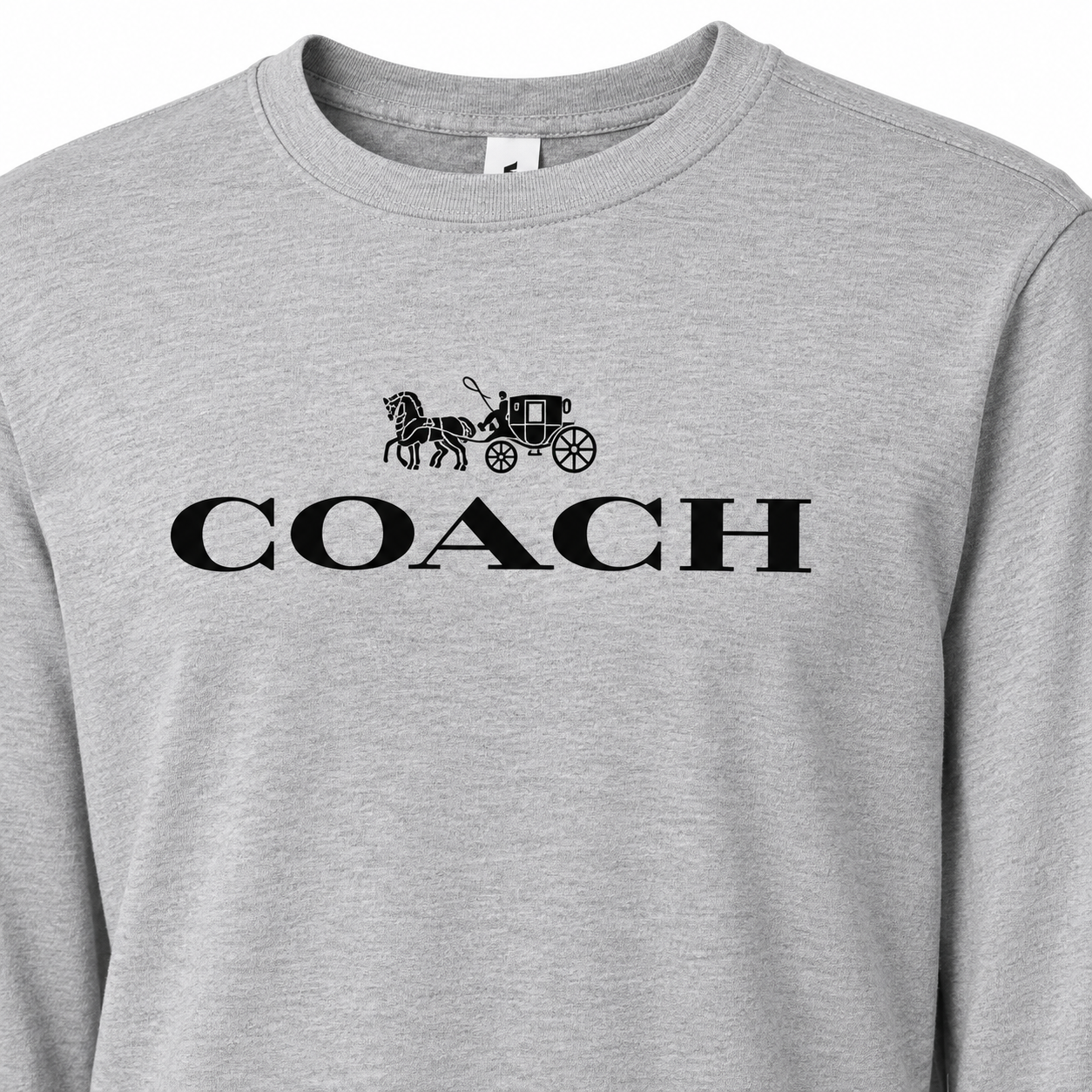 Men's Coach Cotton Long Sleeve T-Shirt - grey 3 detail