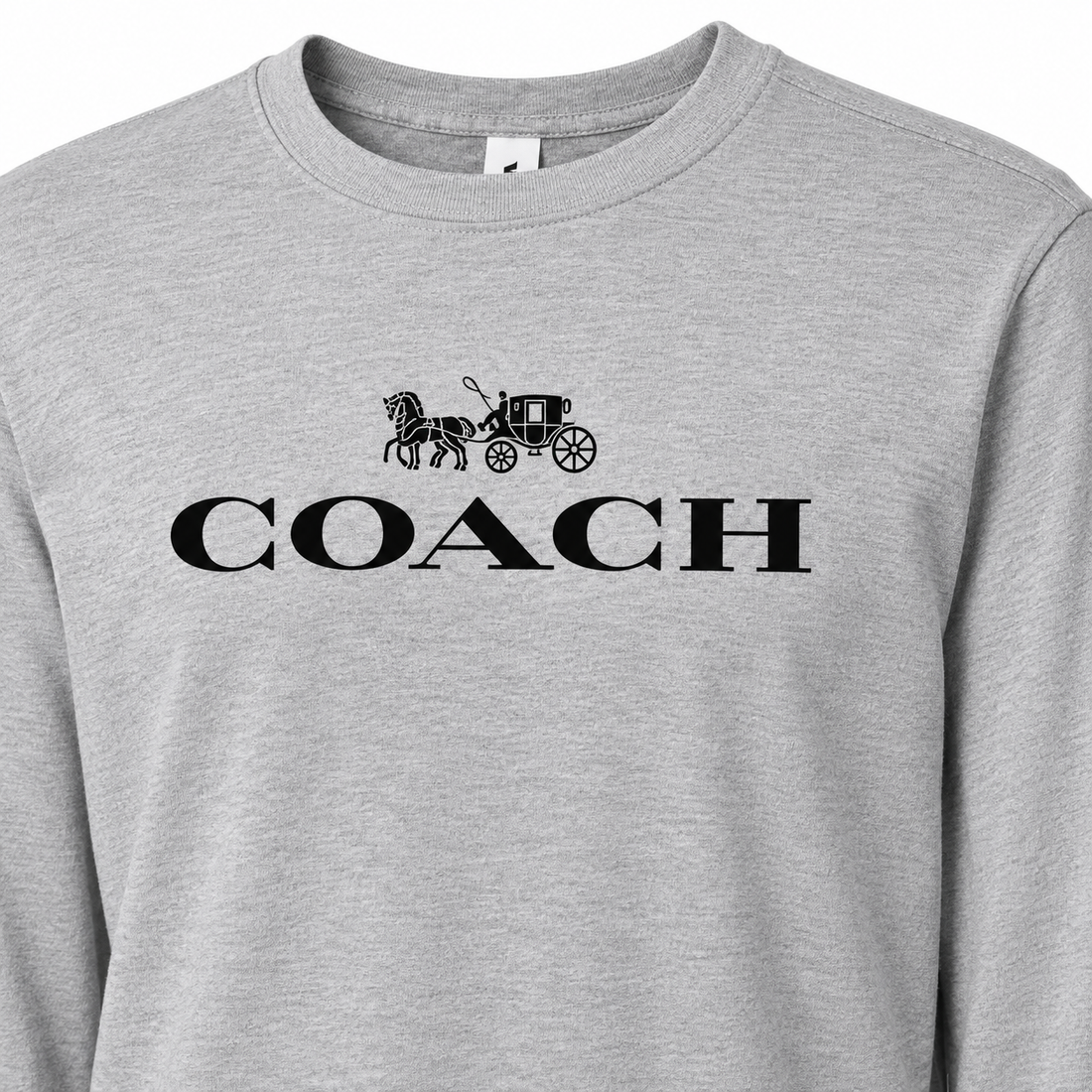 Men's Coach Cotton Long Sleeve T-Shirt - grey 3 detail
