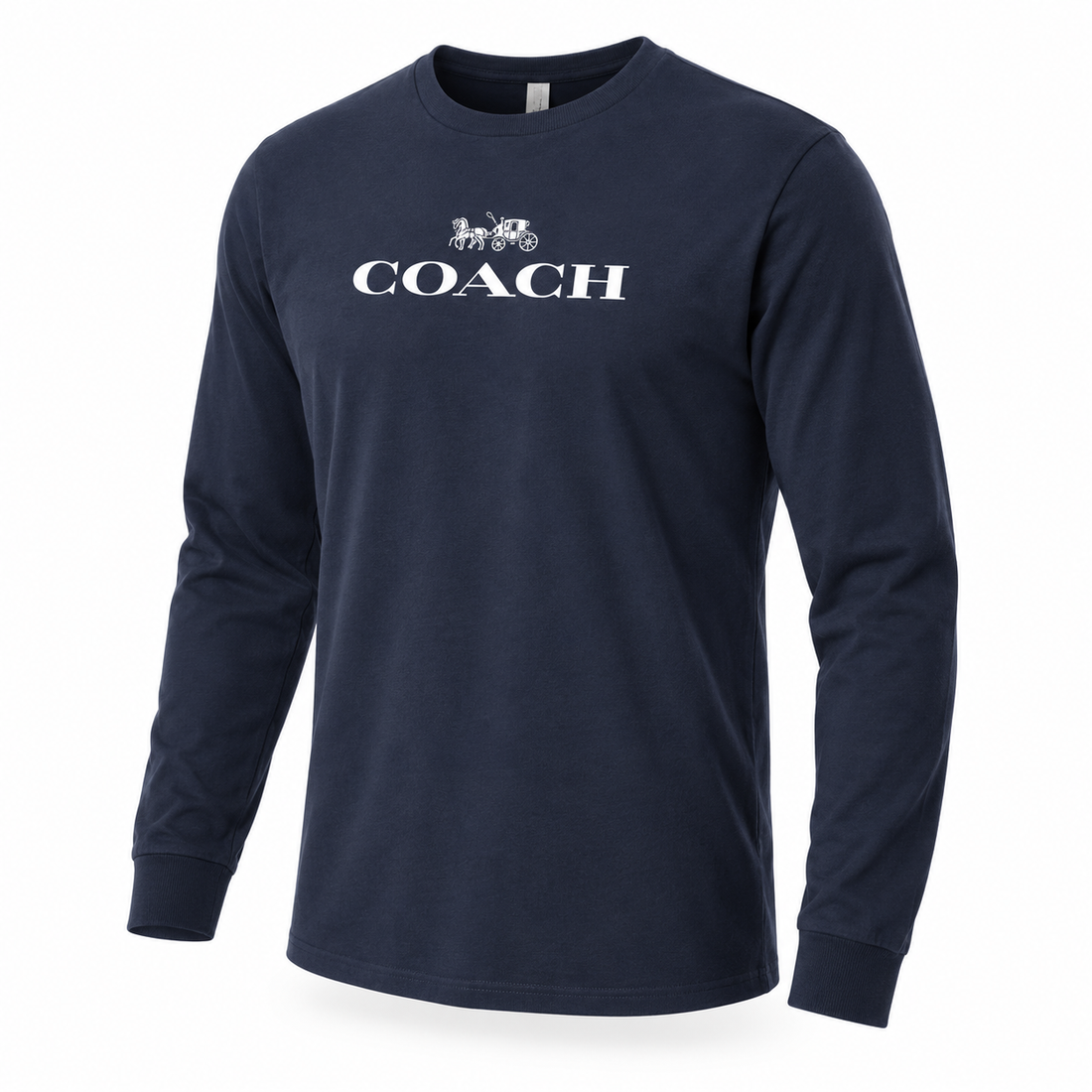 Men's Coach Cotton Long Sleeve T-Shirt - navy 1 main