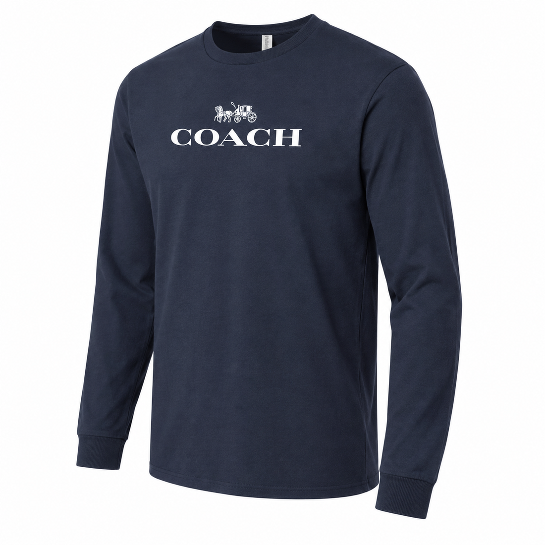 Men's Coach Cotton Long Sleeve T-Shirt - navy 4 angle