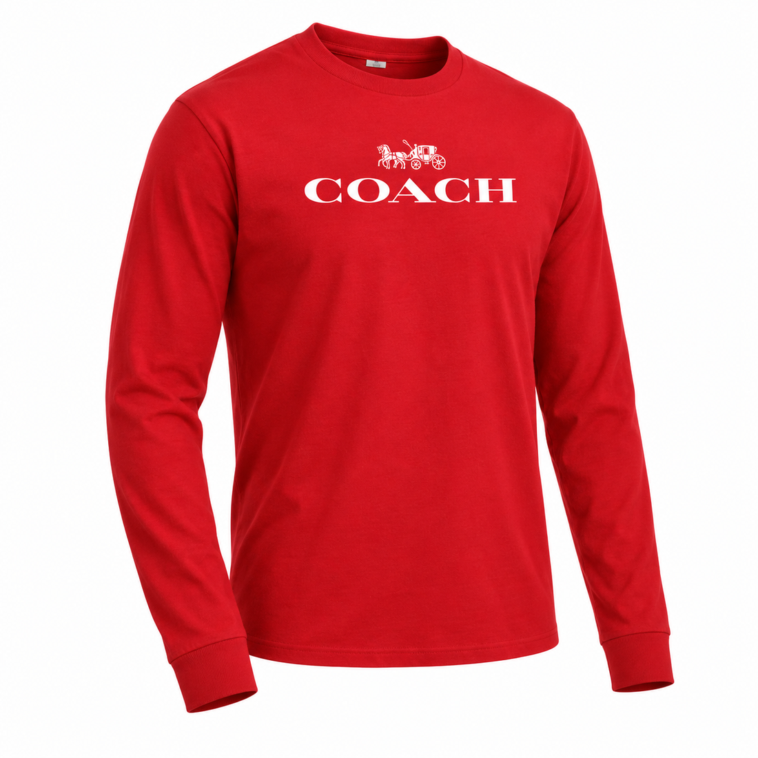 Men's Coach Cotton Long Sleeve T-Shirt - red 1 main