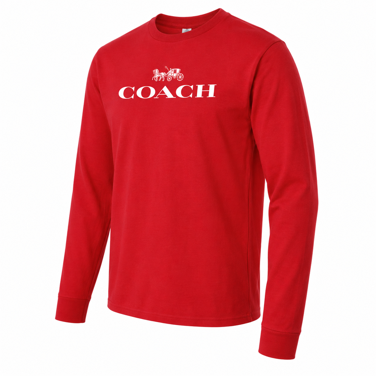 Men's Coach Cotton Long Sleeve T-Shirt - red 4 angle