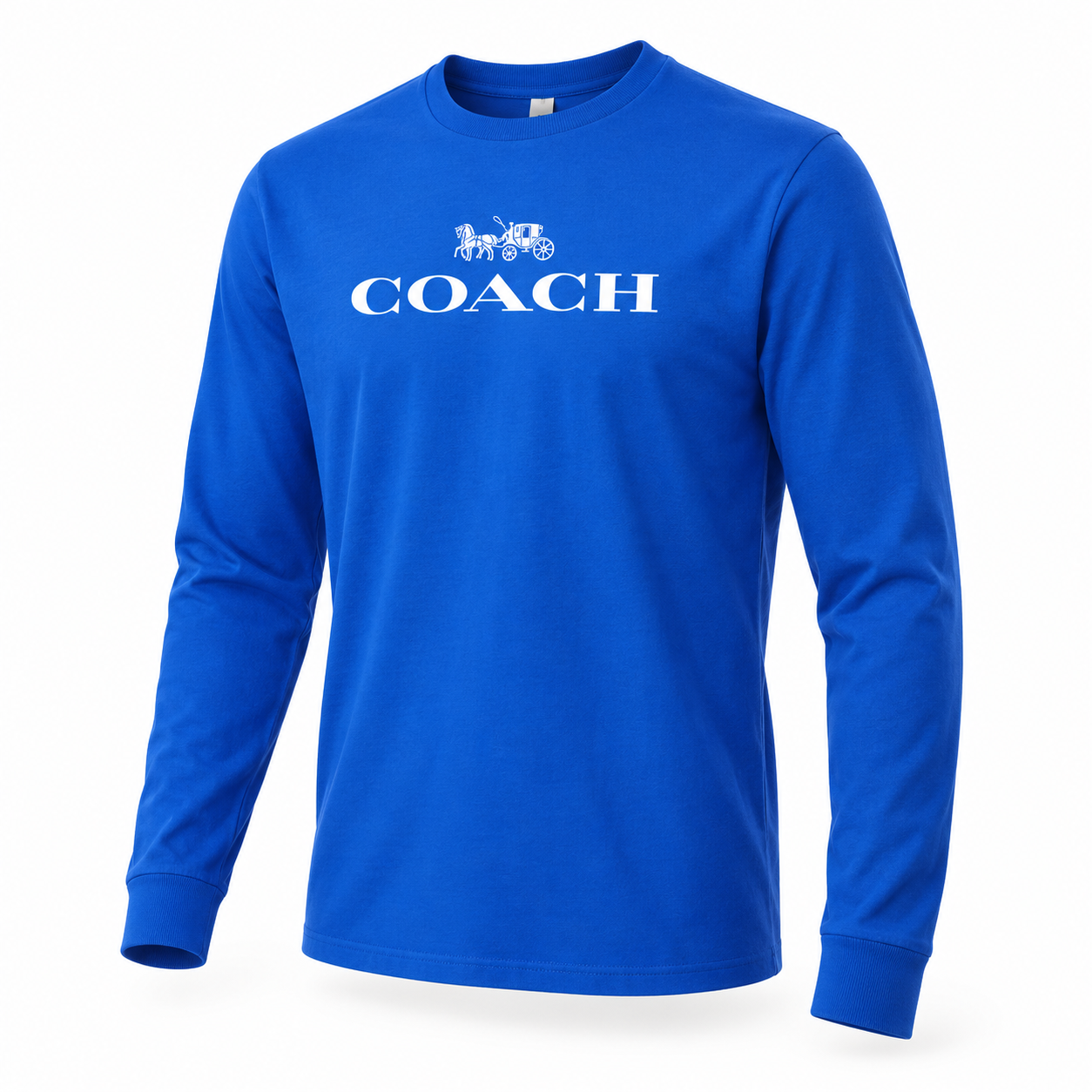 Men's Coach Cotton Long Sleeve T-Shirt - royal blue 4 angle