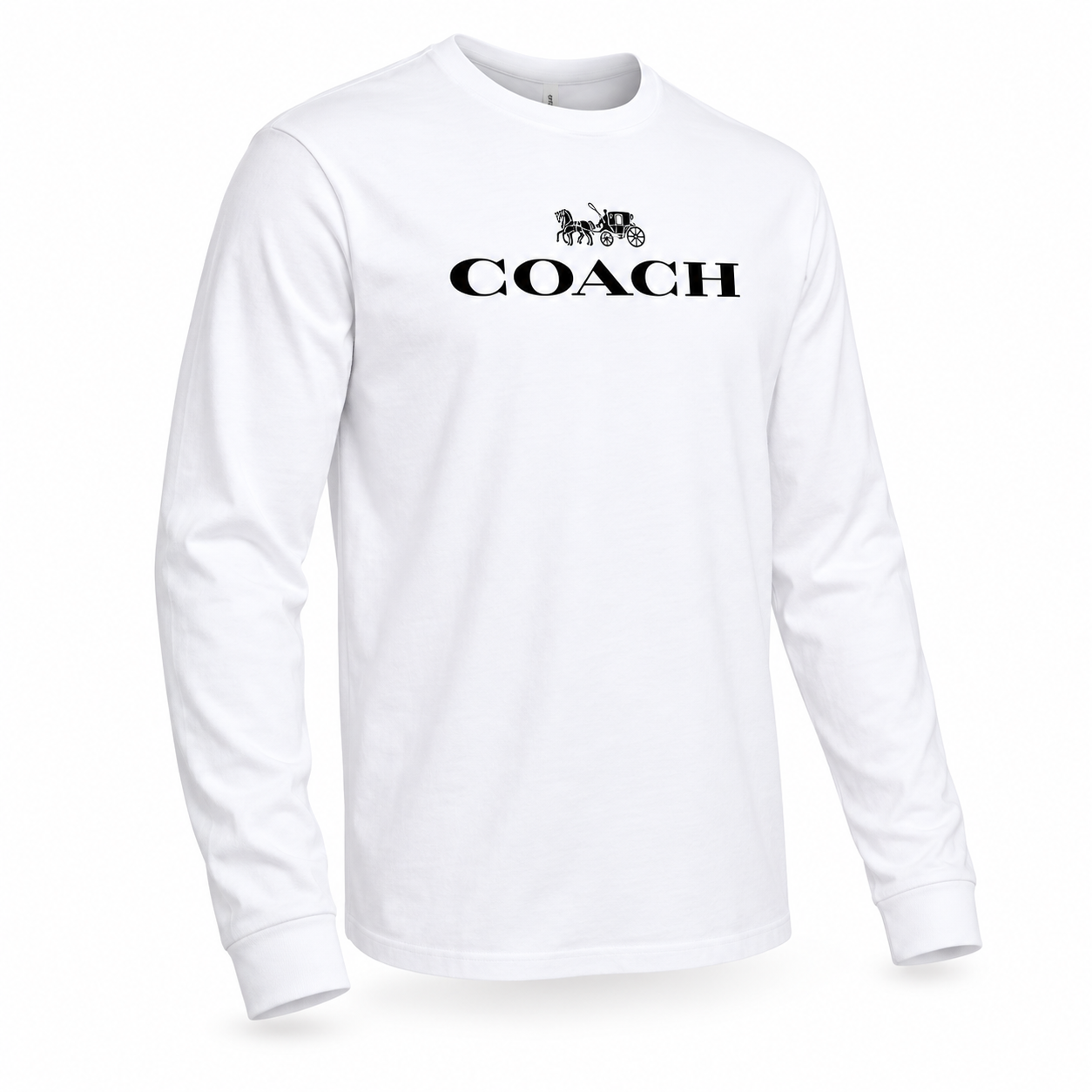 Men's Coach Cotton Long Sleeve T-Shirt - white 1 main
