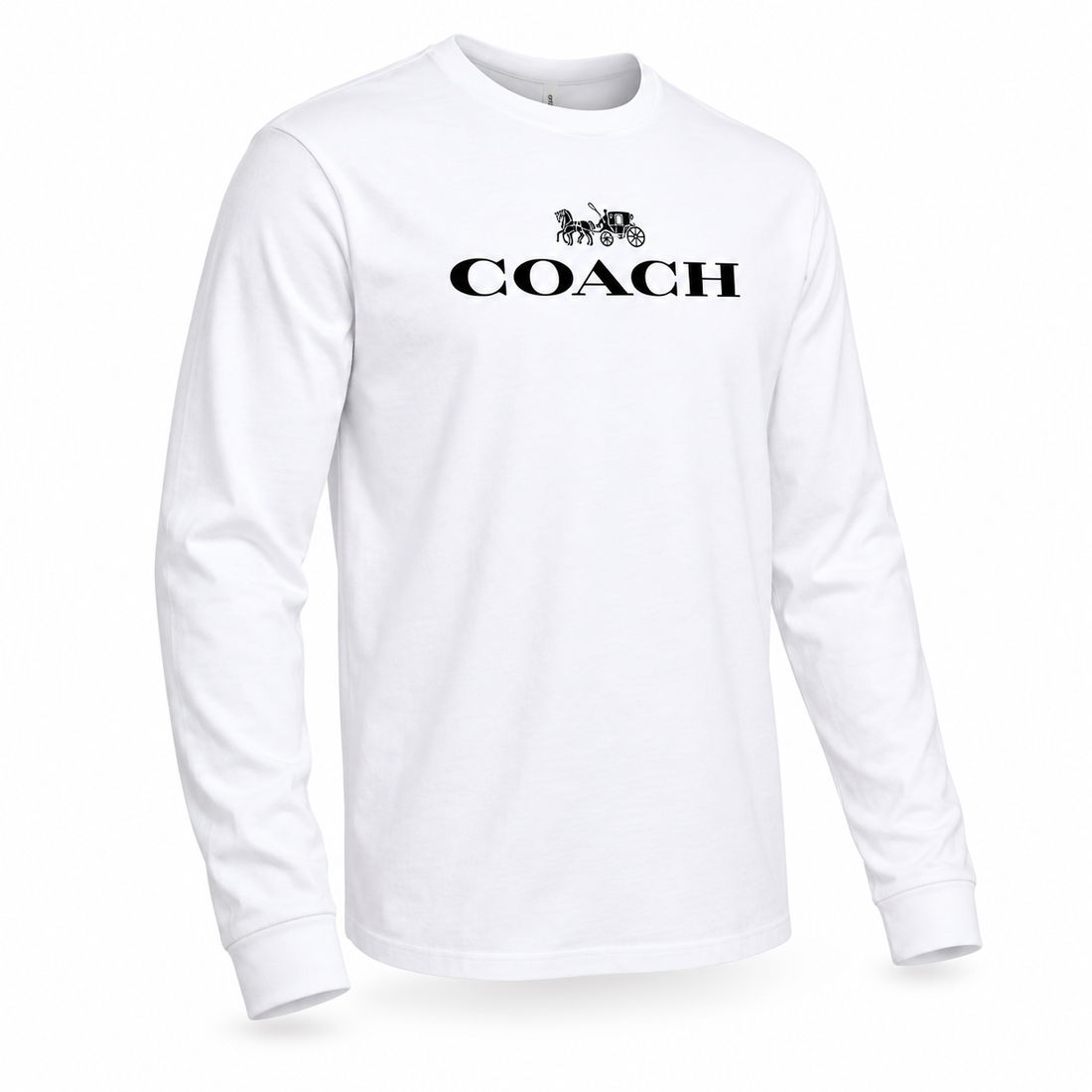 Men's Coach Cotton Long Sleeve T-Shirt - white 1 main