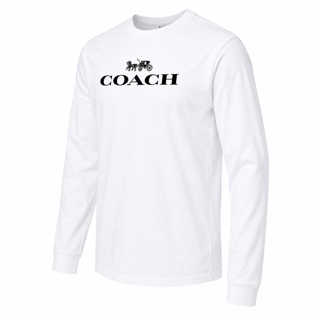 Men's Coach Cotton Long Sleeve T-Shirt - white 4 angle
