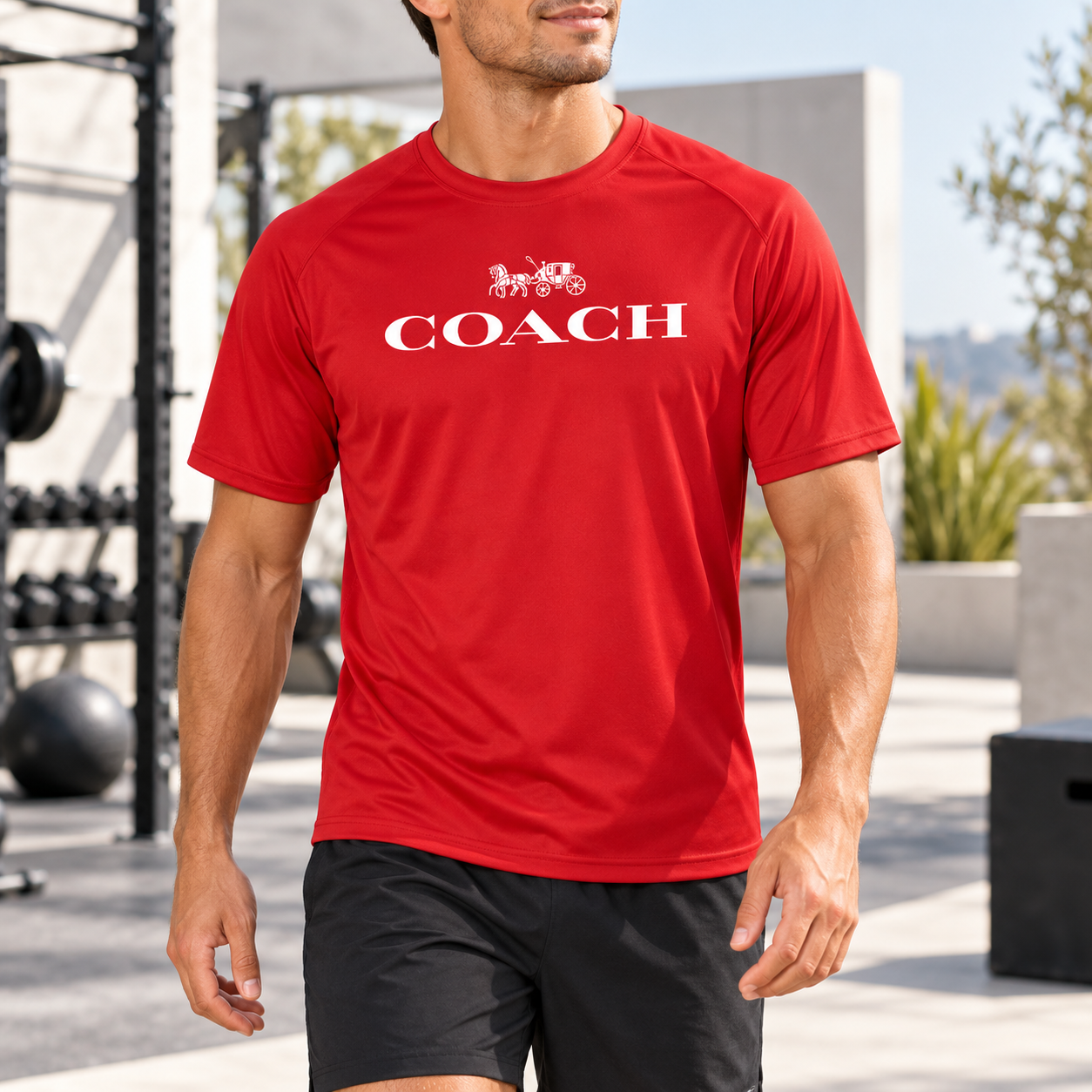 Men's Coach Performance T-Shirt - Red - Image 2