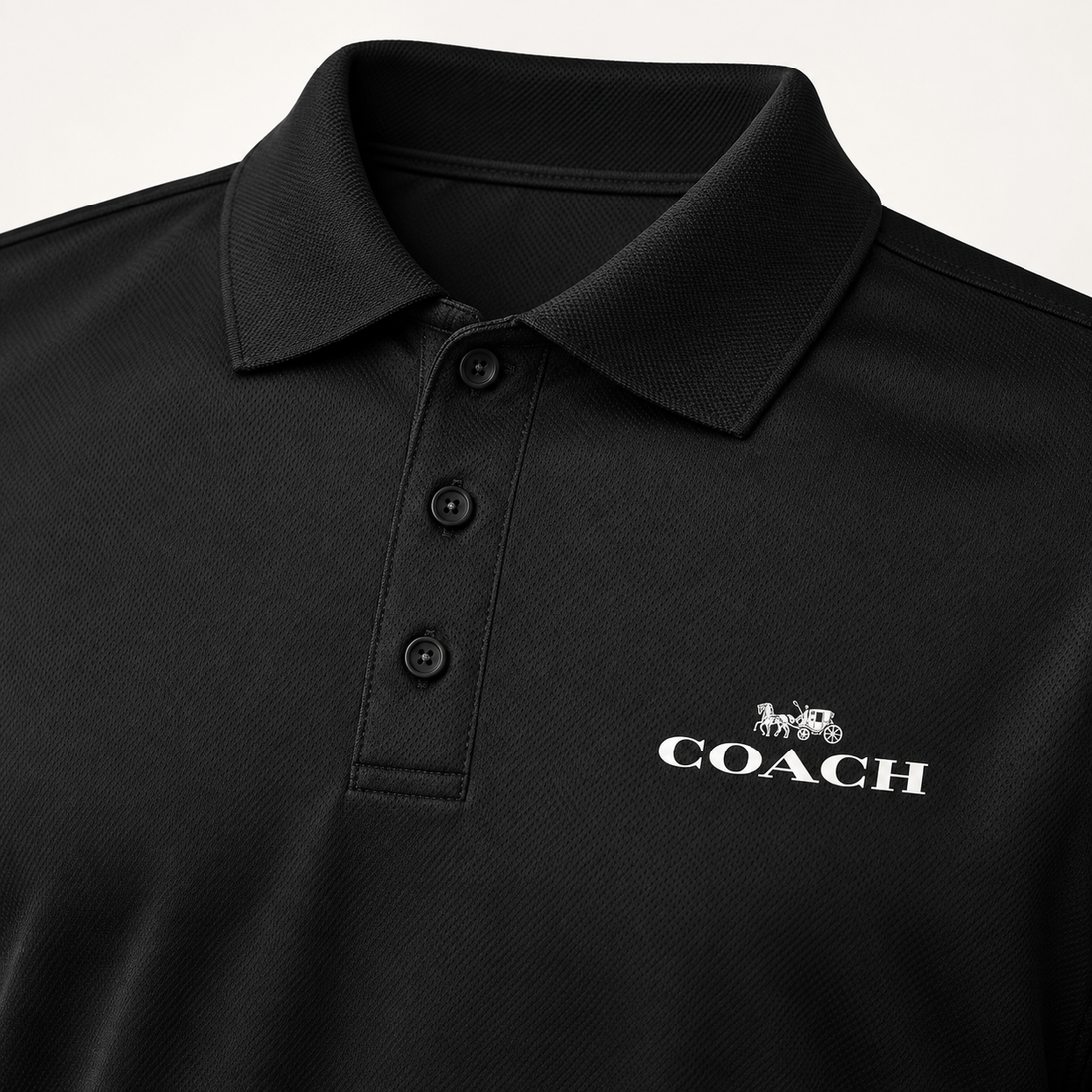 Men's Coach Polyester Polo - Black - Image 3