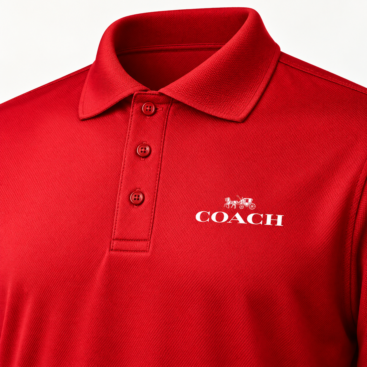 Men's Coach Polyester Polo - Red - Image 3