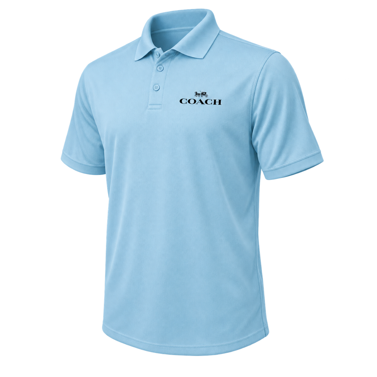 Men's Coach Polyester Polo - Sky Blue - Image 4