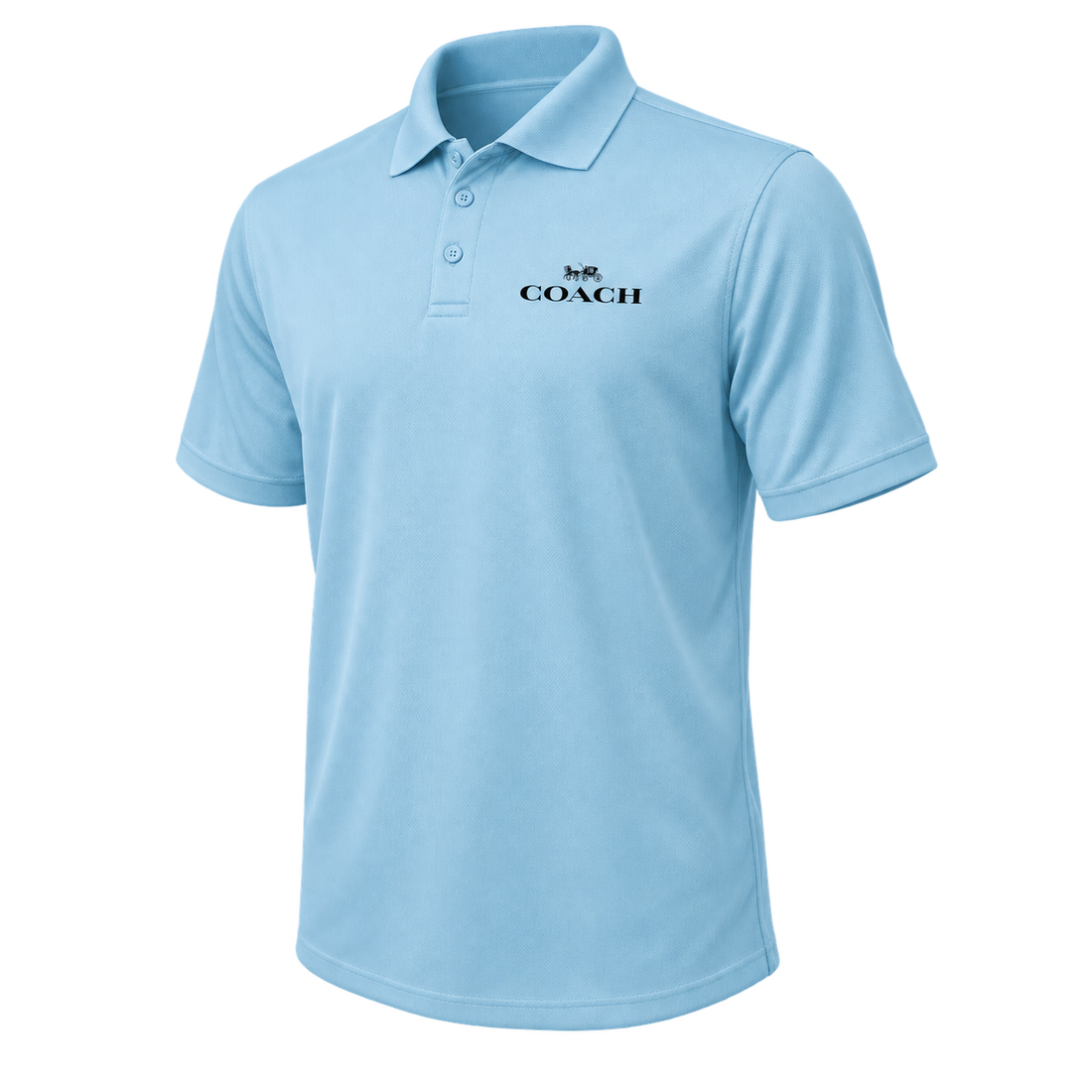 Men's Coach Polyester Polo - Sky Blue - Image 4