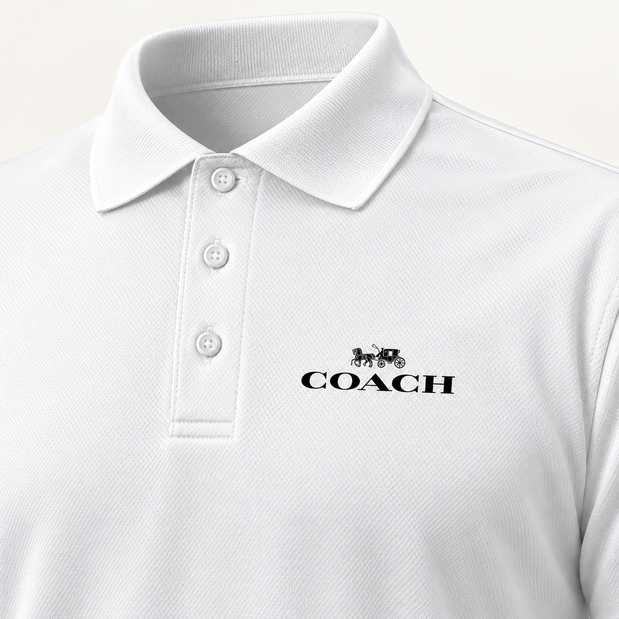 Men's Coach Polyester Polo - White - Image 3