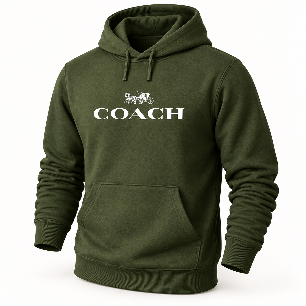 Men's Coach Pullover Hoodie in Army Green – hero