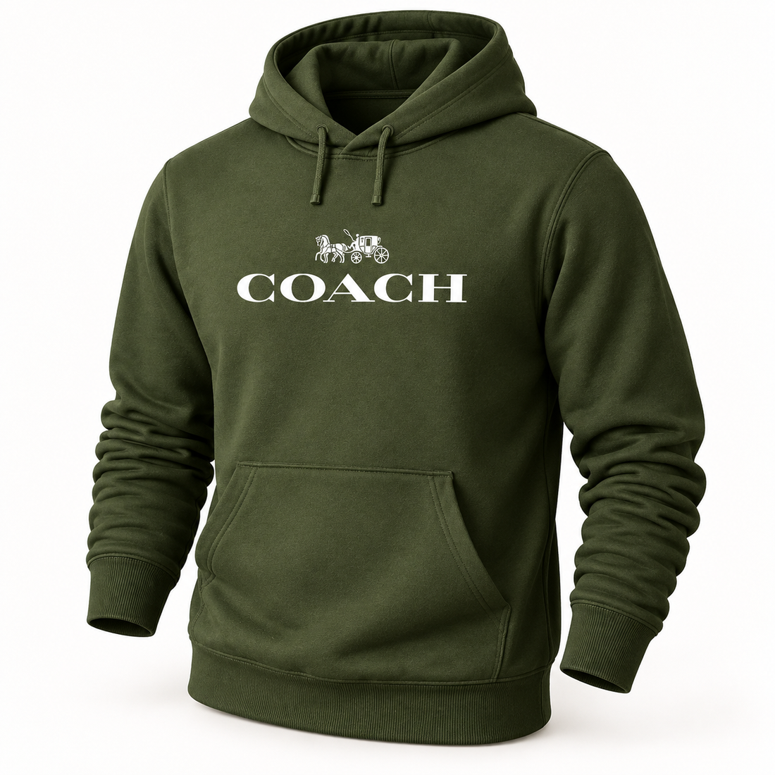 Men's Coach Pullover Hoodie in Army Green – hero