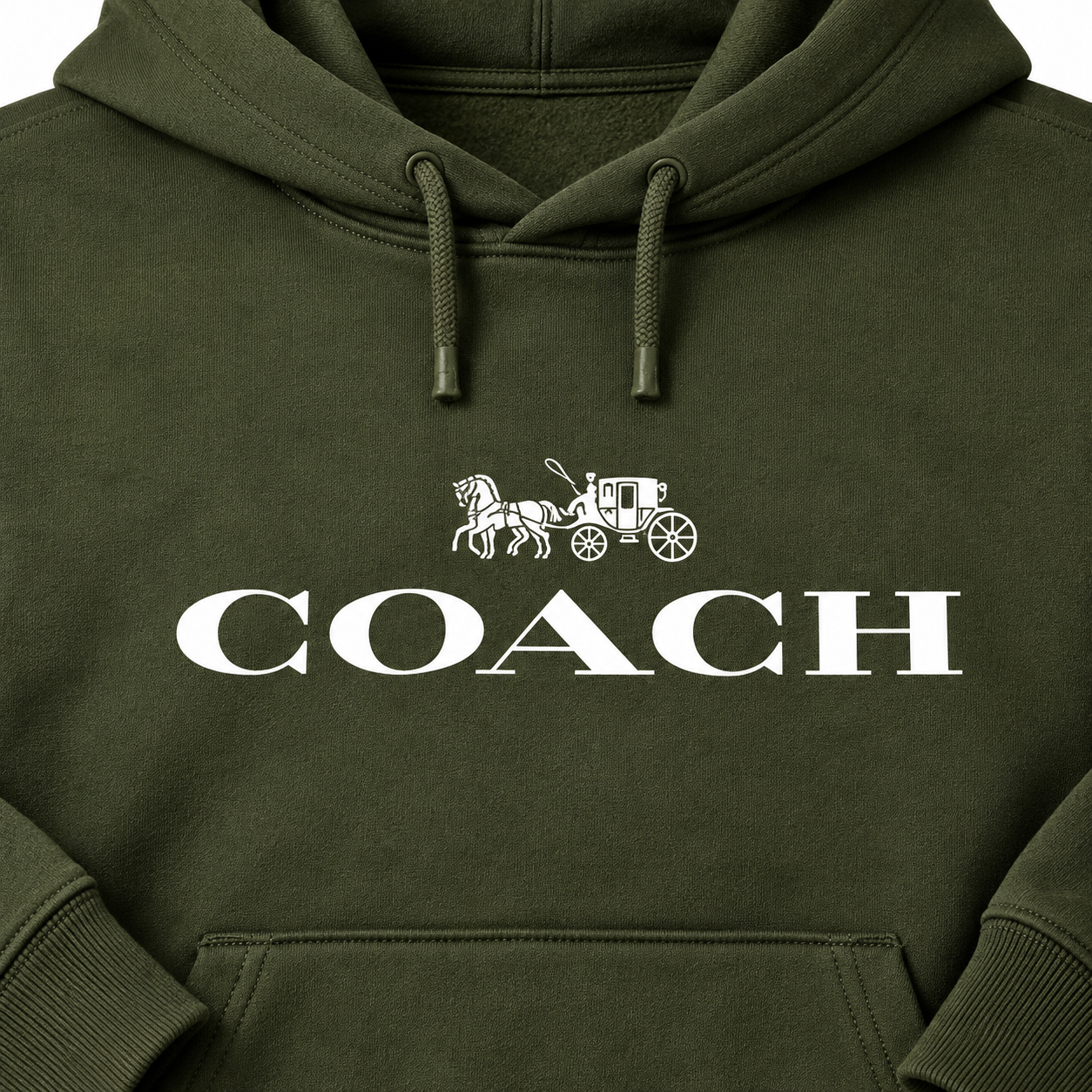 Men's Coach Pullover Hoodie in Army Green – detail