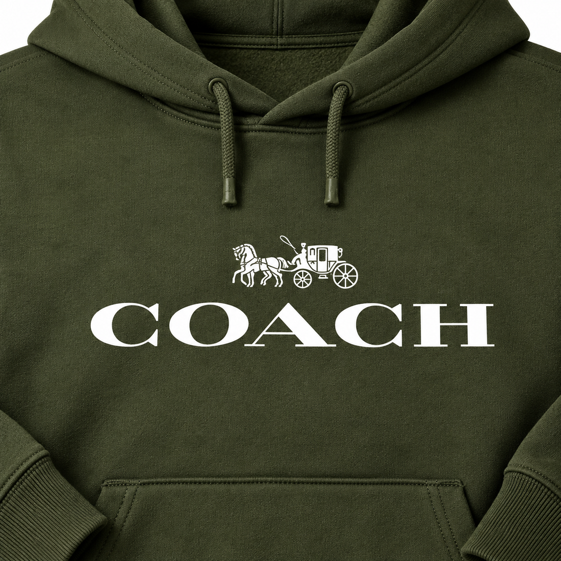 Men's Coach Pullover Hoodie in Army Green – detail