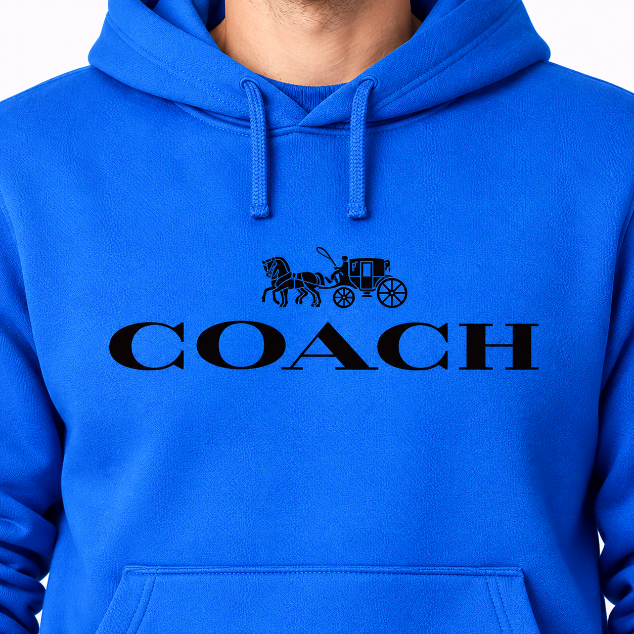 Men's Coach Pullover Hoodie in Azure – detail