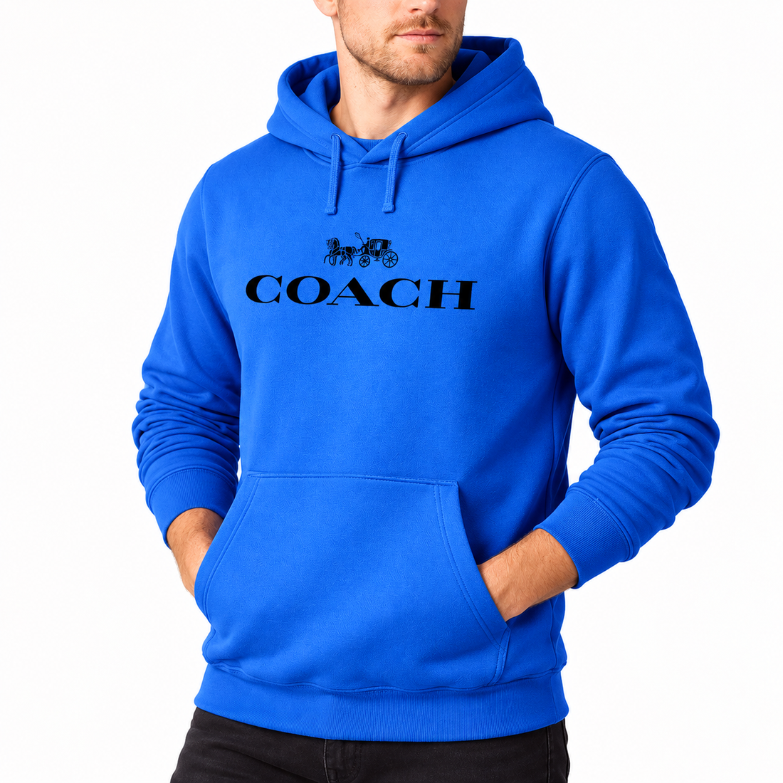 Men's Coach Pullover Hoodie in Azure – alternate angle