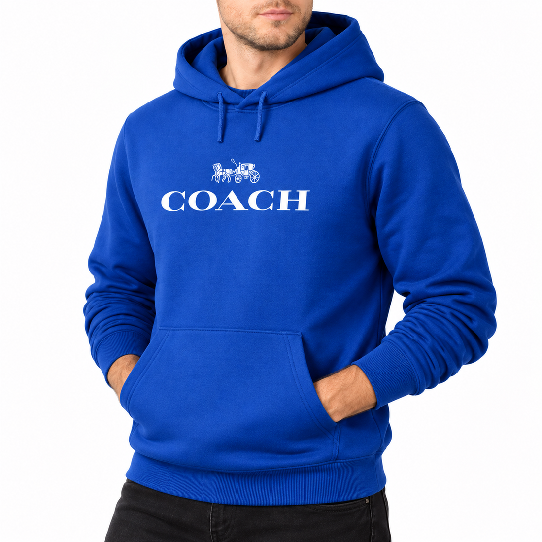 Men's Coach Pullover Hoodie in Blue – alternate angle
