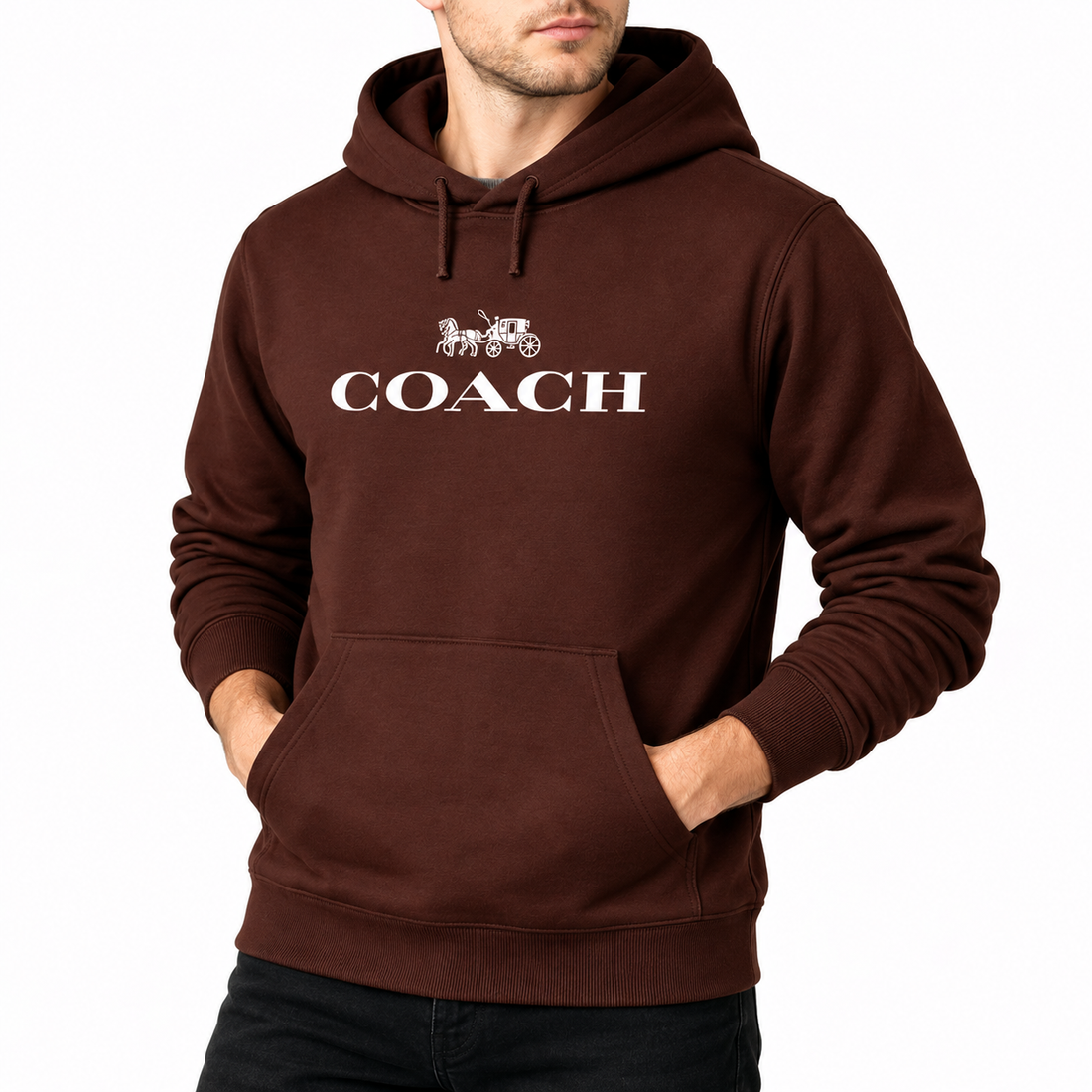 Men's Coach Pullover Hoodie in Brown – alternate angle
