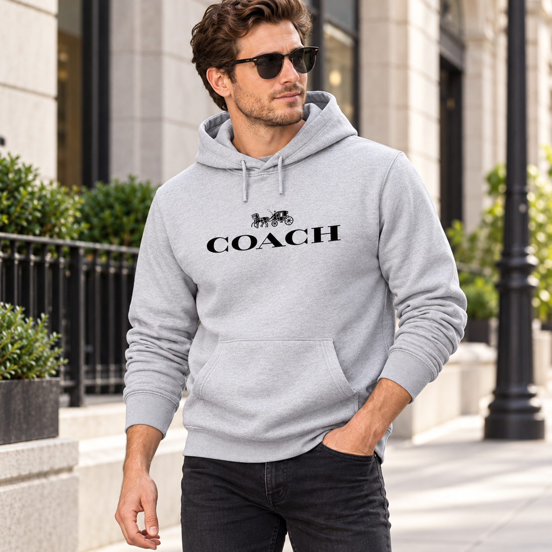 Men's Coach Pullover Hoodie in Grey – lifestyle