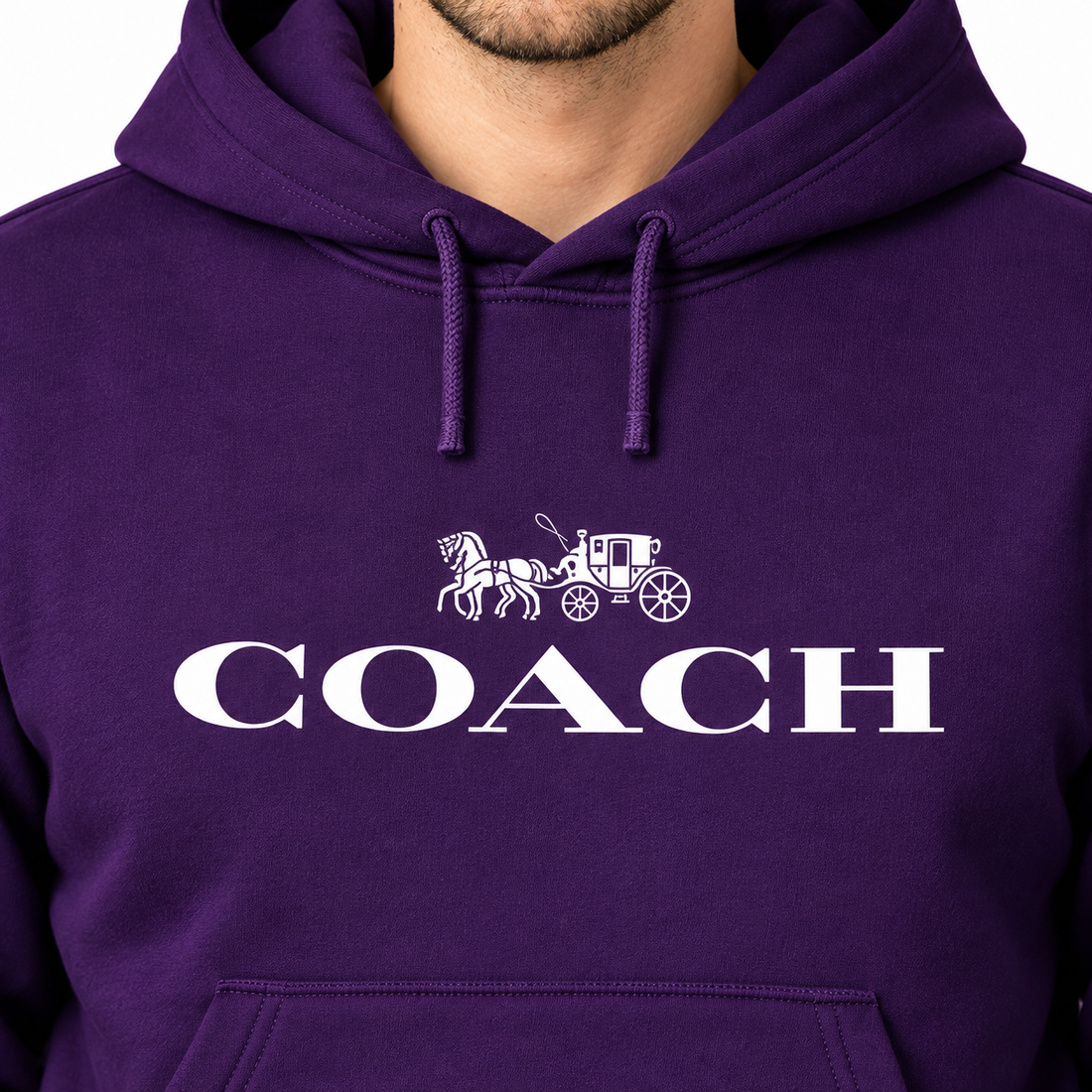 Men's Coach Pullover Hoodie in Purple – detail