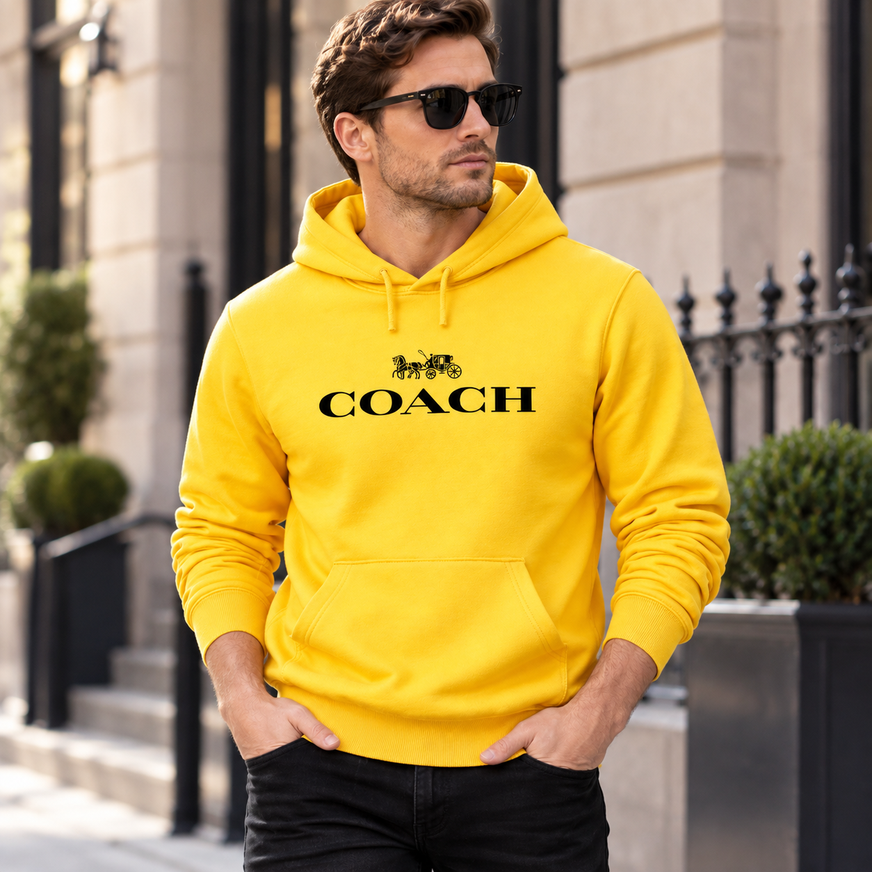 Men's Coach Pullover Hoodie in Yellow – lifestyle