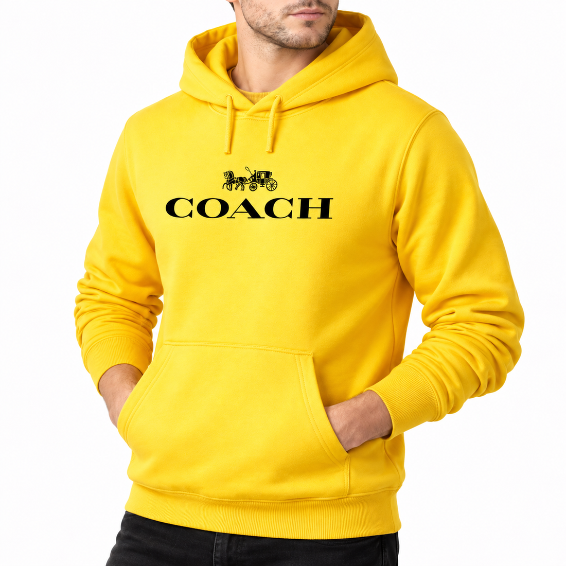 Men's Coach Pullover Hoodie in Yellow – alternate angle