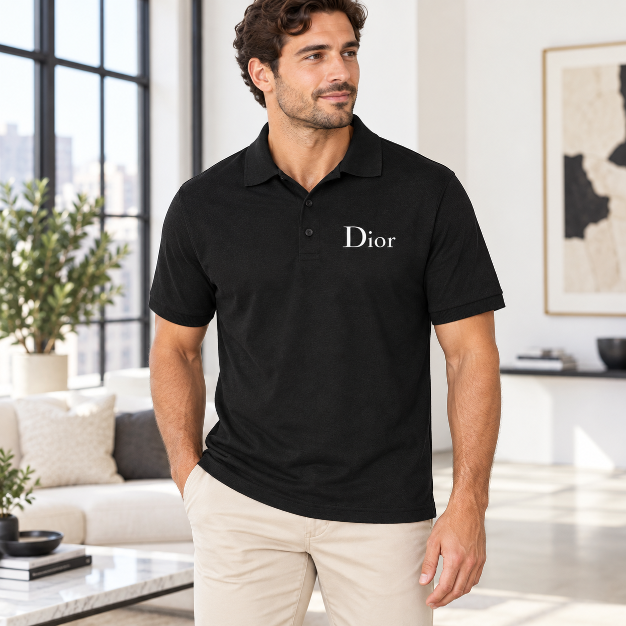 Men's Dior Dry Blend Polo | Color: Black | Image 2