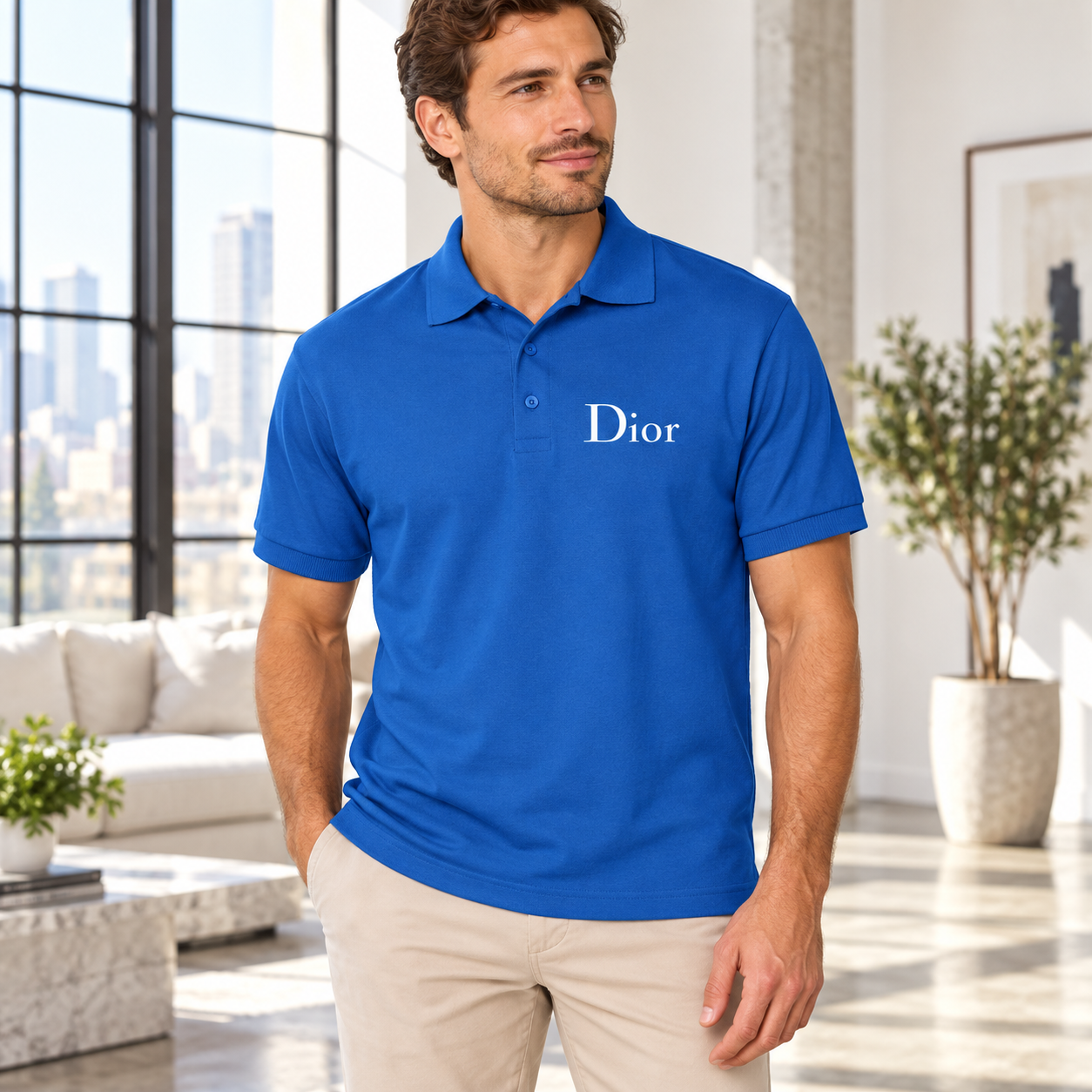 Men's Dior Dry Blend Polo | Color: Blue | Image 2