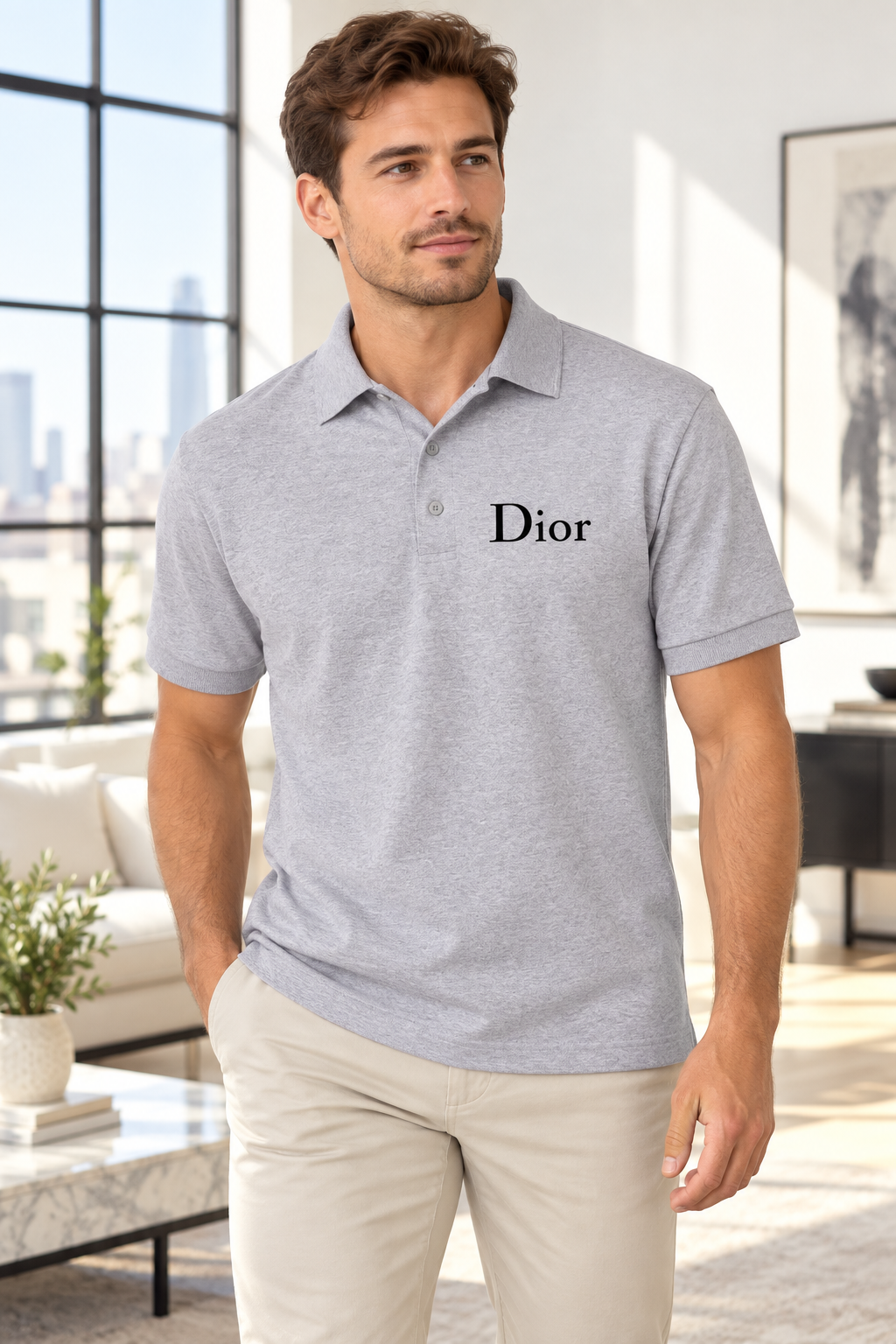 Men's Dior Dry Blend Polo | Color: Grey | Image 2