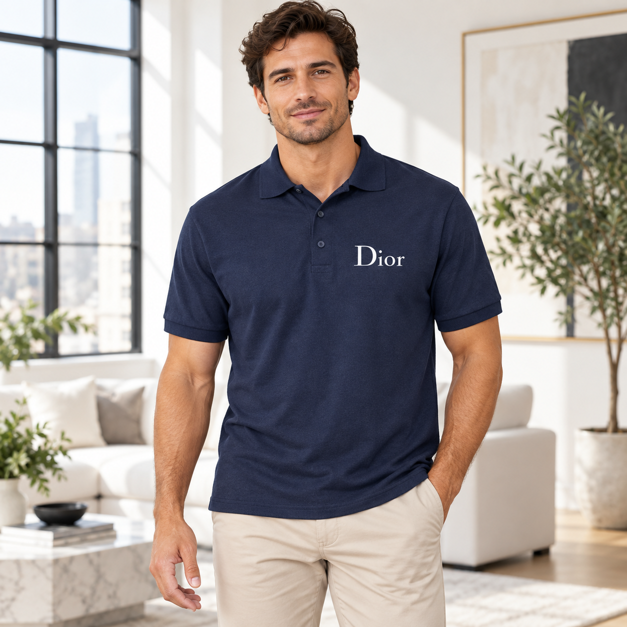 Men's Dior Dry Blend Polo | Color: Navy | Image 2