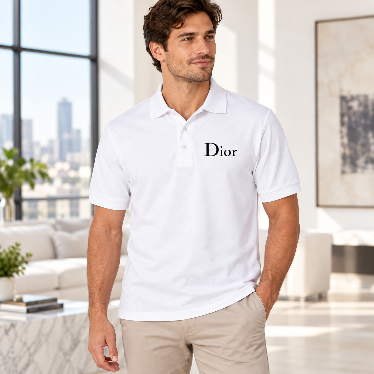 Men's Dior Dry Blend Polo | Color: White | Image 2