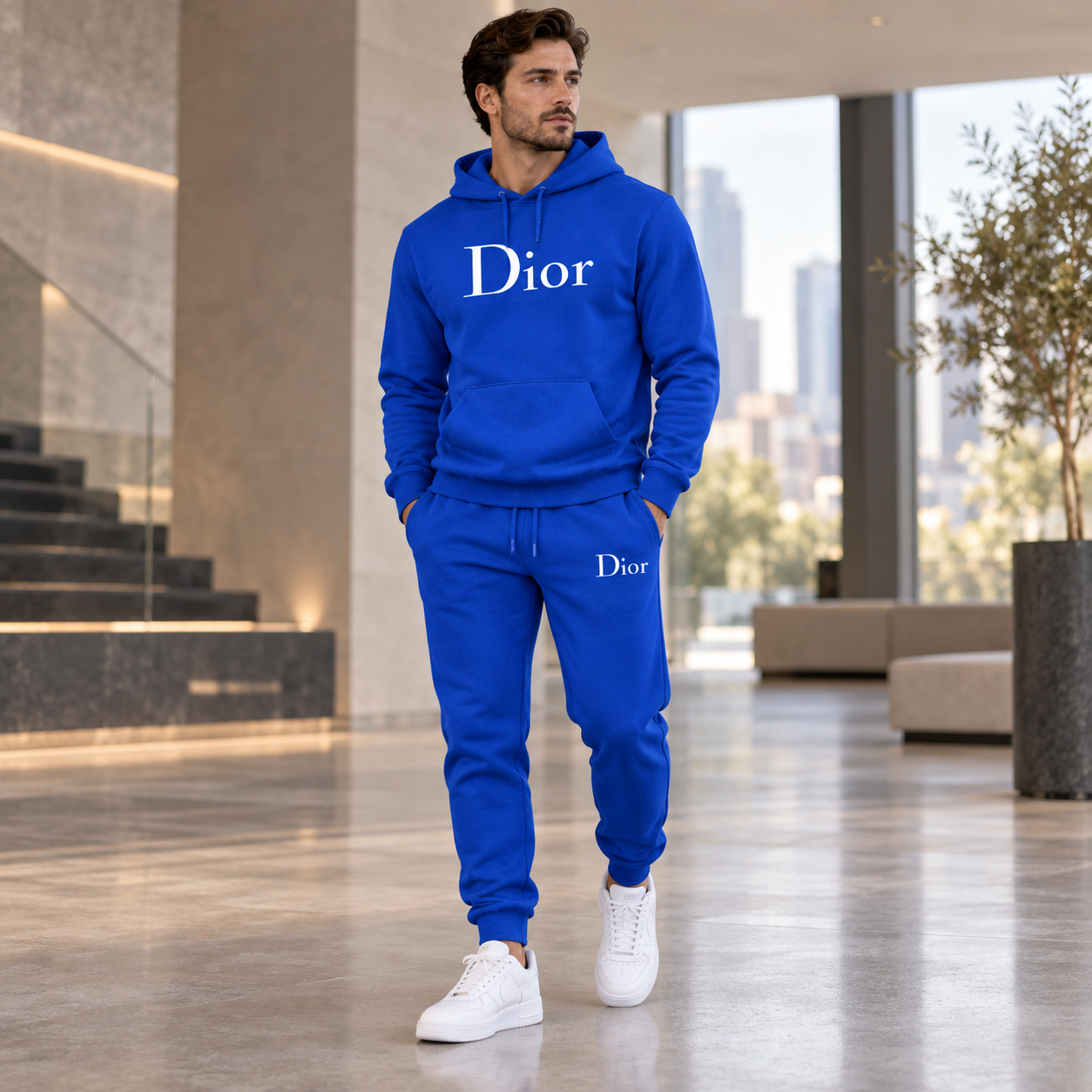 Men's Dior Hoodie Joggers Set - Blue - Image 2