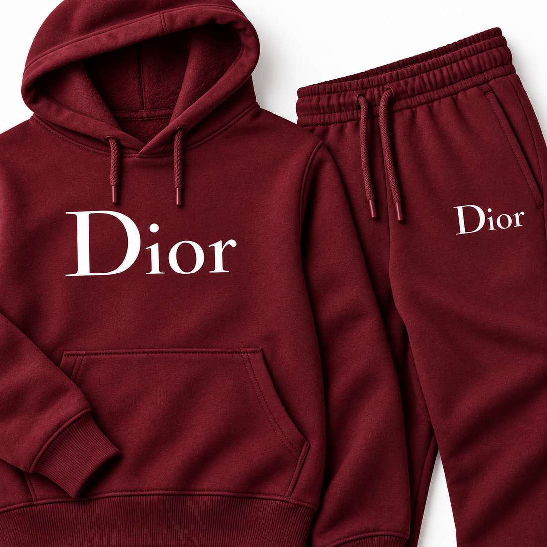 Men's Dior Hoodie Joggers Set - Burgundy - Image 3