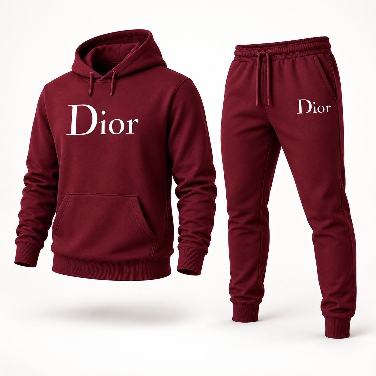 Men's Dior Hoodie Joggers Set - Burgundy - Image 4