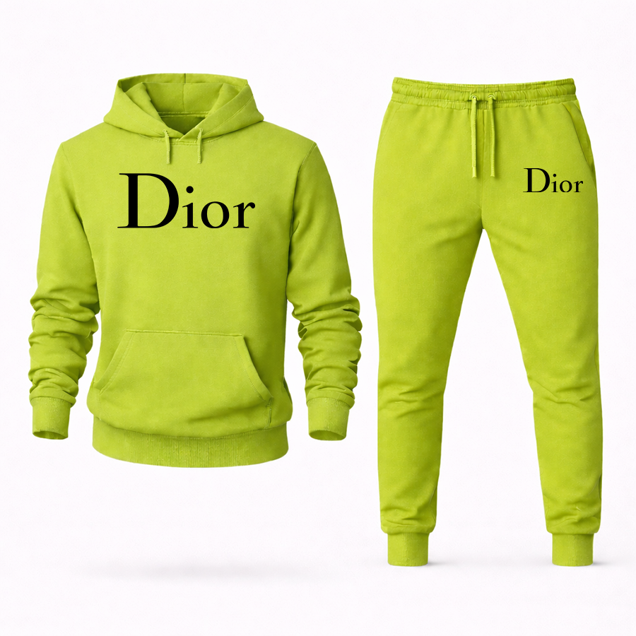 Men's Dior Hoodie Joggers Set - Lime Green - Image 1