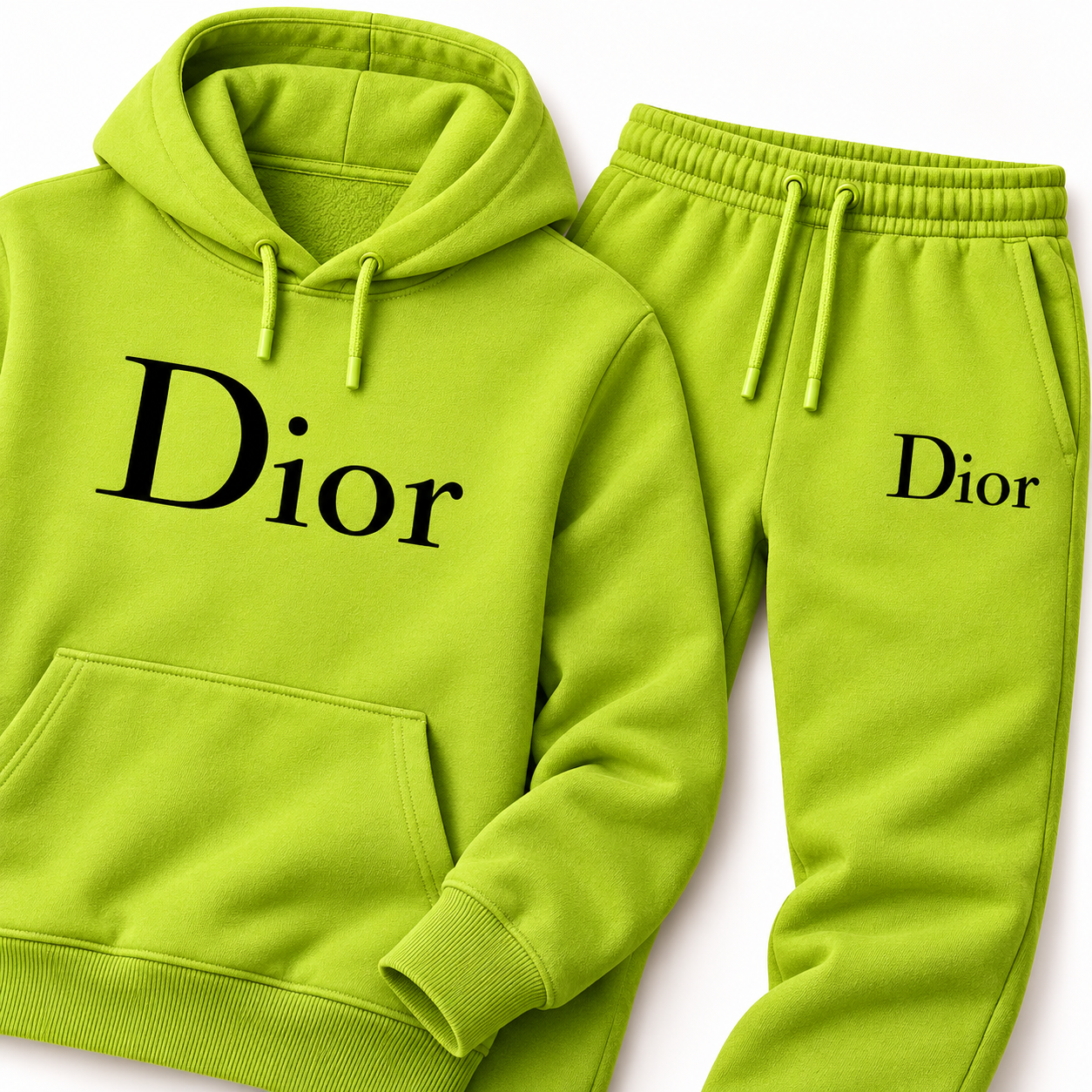 Men's Dior Hoodie Joggers Set - Lime Green - Image 3