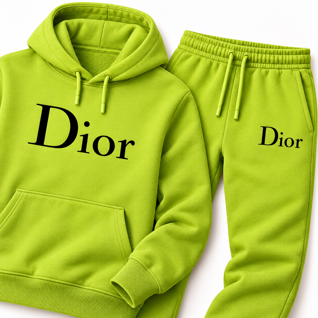 Men's Dior Hoodie Joggers Set - Lime Green - Image 3