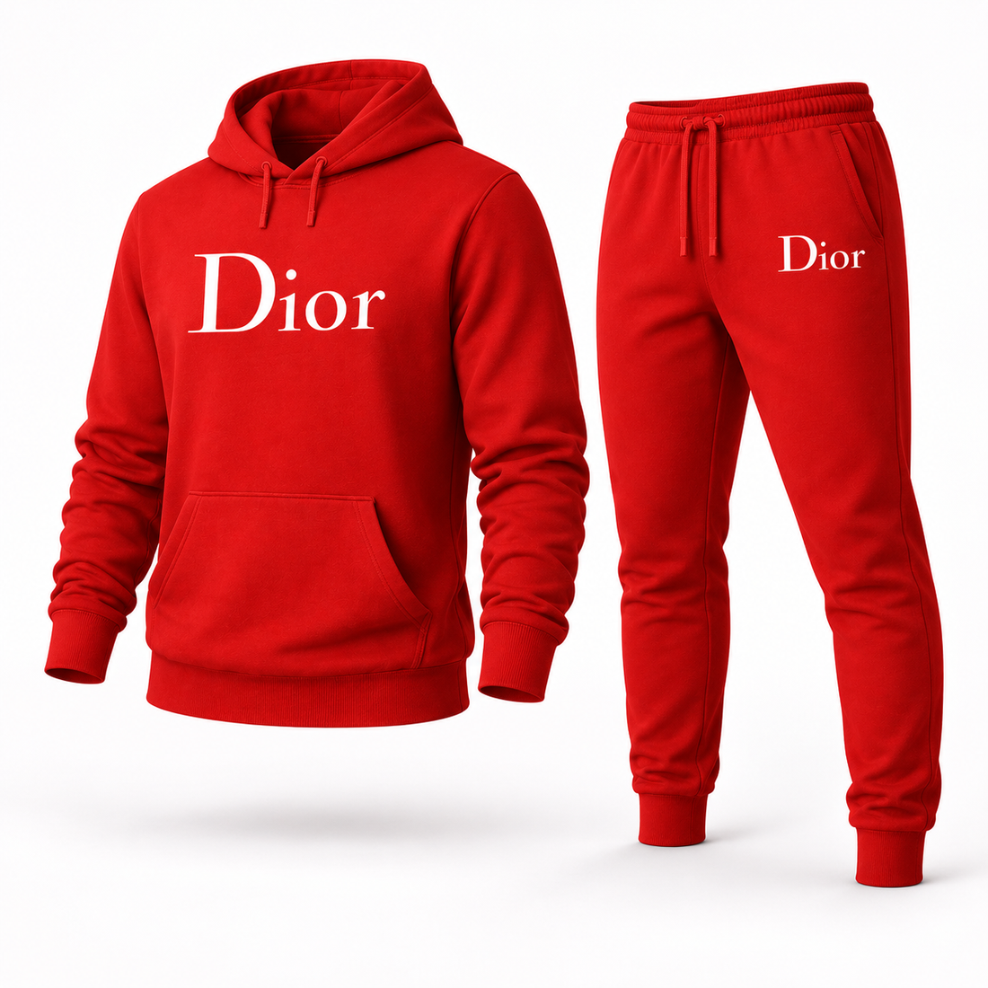 Men's Dior Hoodie Joggers Set - Red - Image 4