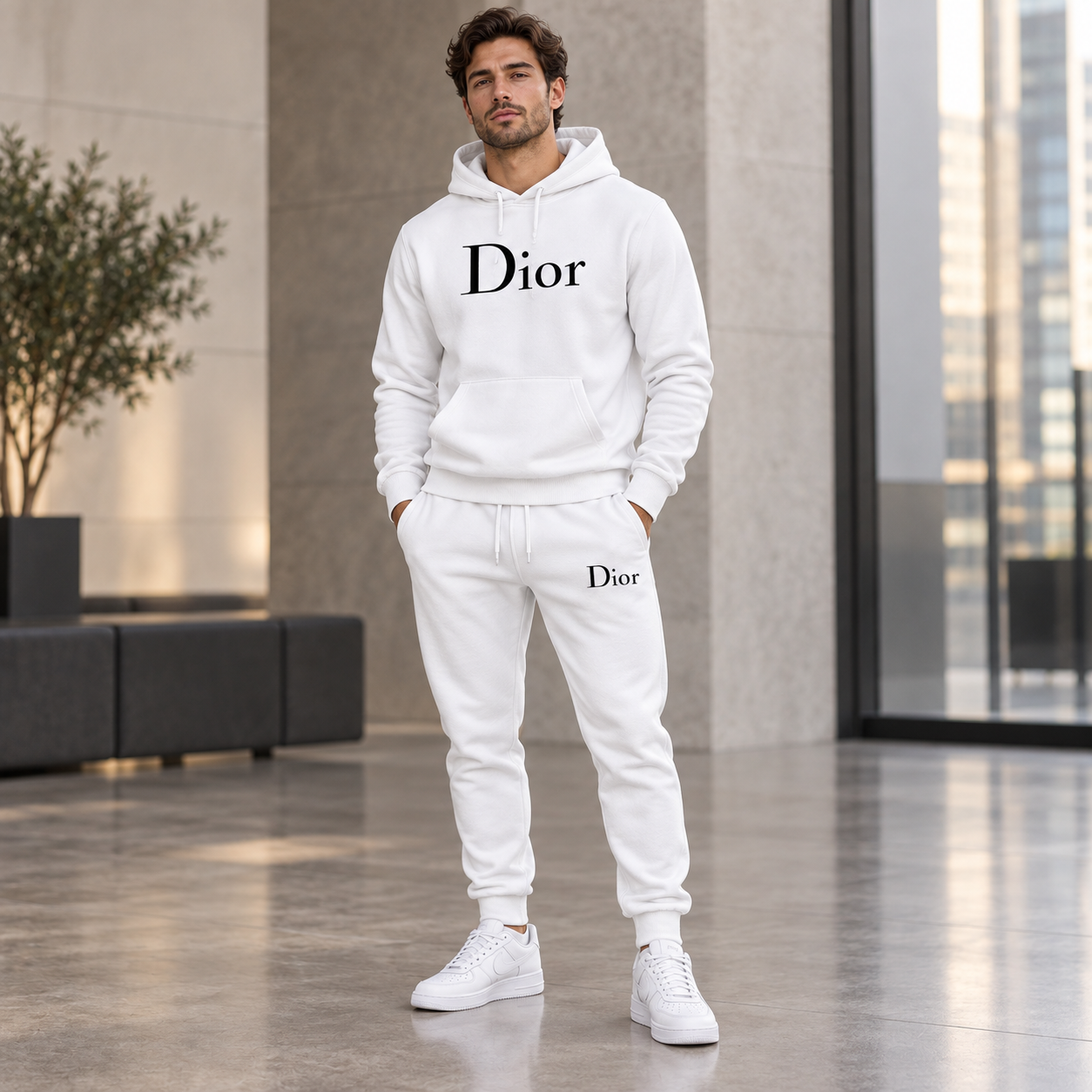 Men's Dior Hoodie Joggers Set - White - Image 2