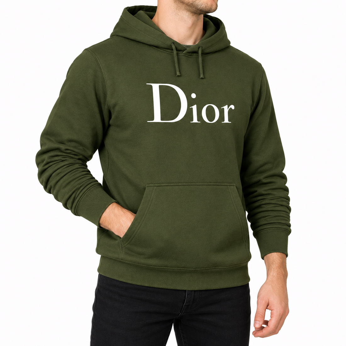 Men's Dior Pullover Hoodie | Color: Army Green | Image 2