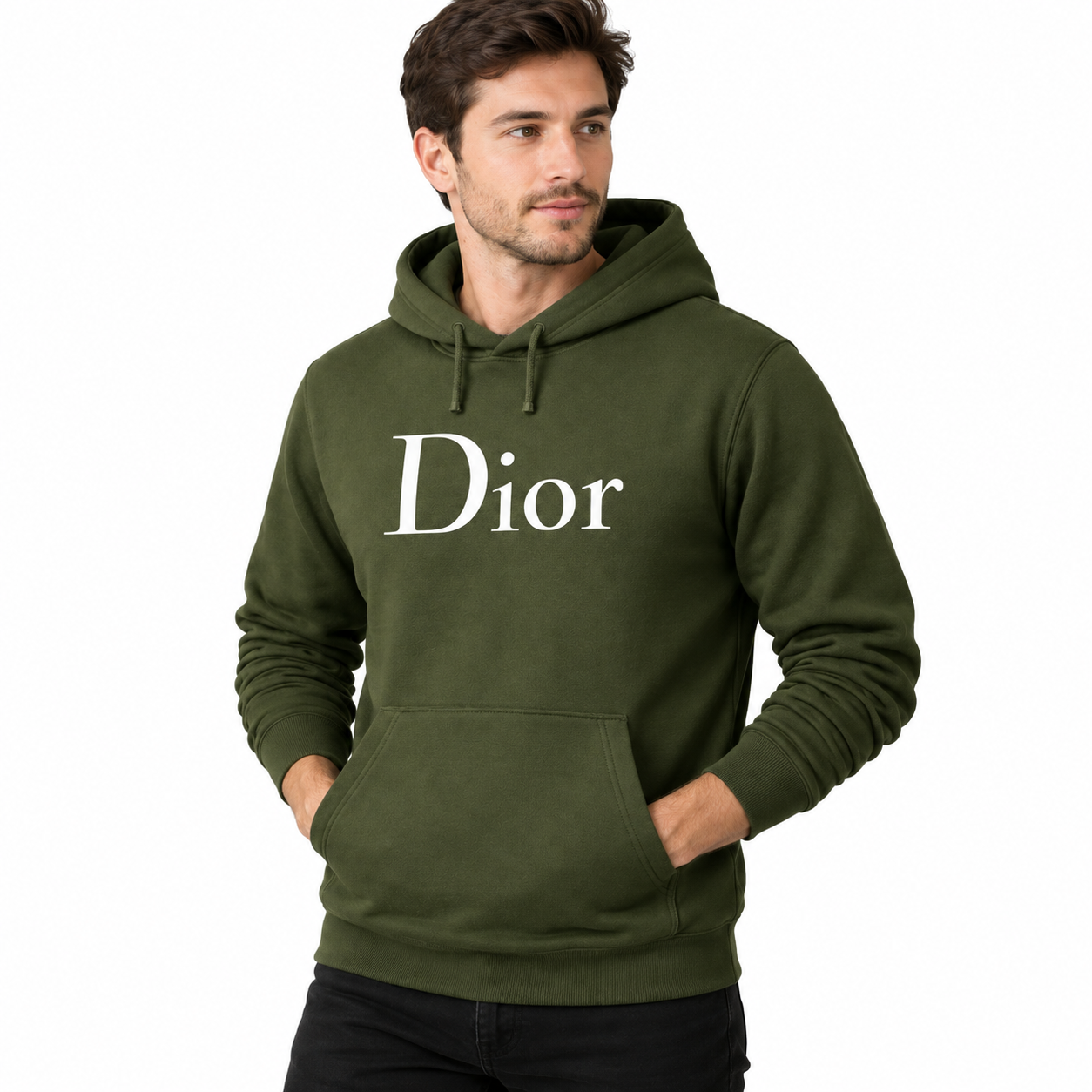 Men's Dior Pullover Hoodie | Color: Army Green | Image 4