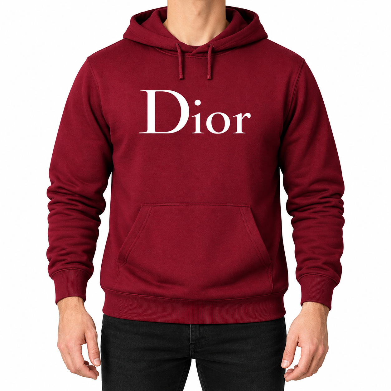 Men's Dior Pullover Hoodie | Color: Burgundy | Image 1