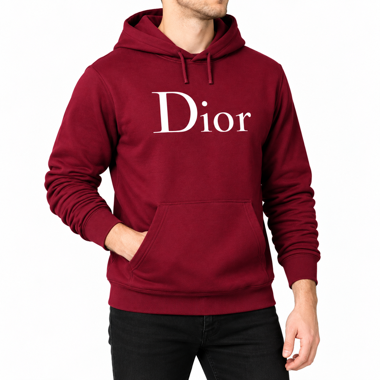 Men's Dior Pullover Hoodie | Color: Burgundy | Image 2